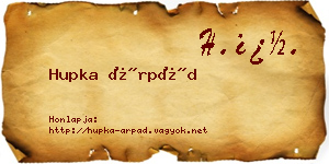 Hupka Árpád névjegykártya